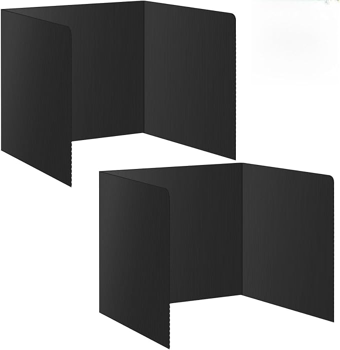 2Pack Black Desk Dividers for Student, Waterproof Plastic Privacy Folders for Classroom Students, Foldable Study Carrels Teacher Supplies, Easy-Clean Testing Dividers for Exam, Office & Library Focus by Sukhumvit