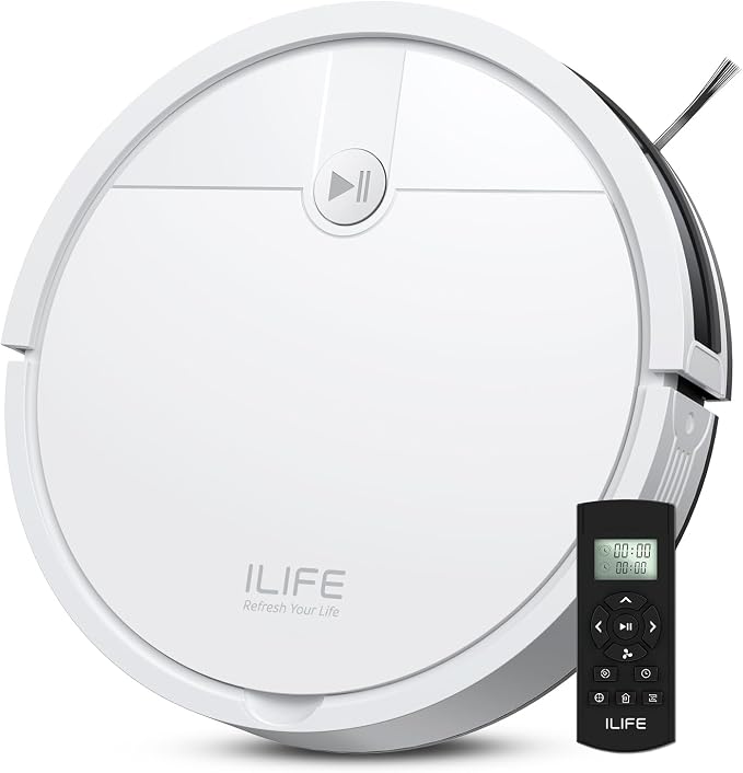ILIFE V2 Robot Vacuum Cleaner, Tangle-Free Suction | 120 Mins Runtime, Slim, Self-Charging Robotic Vacuum Cleaner, Ideal for Pet Hair and Hard Floors by ILIFE
