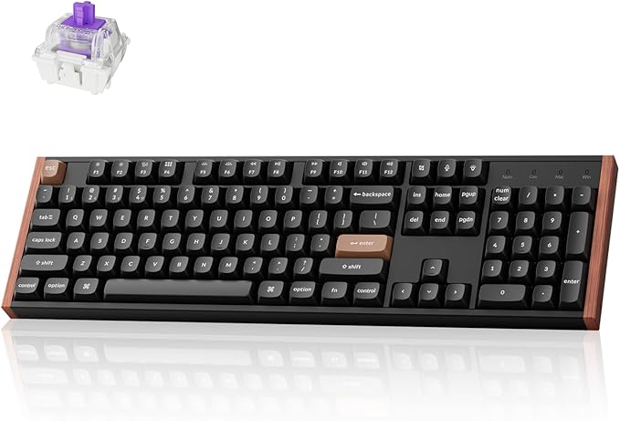Keychron K10 HE Hall Effect Keyboard Wireless, Magnetic Switch Hot Swappable, Adjustable Actuation Rapid Trigger Mode with Aluminum + Wood Frame, Full-Size Custom RGB for Mac Windows Linux - Black by Keychron