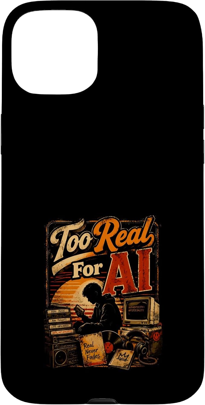 Too Real for AI - Authentic Music Lovers Case for iPhone 15 Plus by Unknown