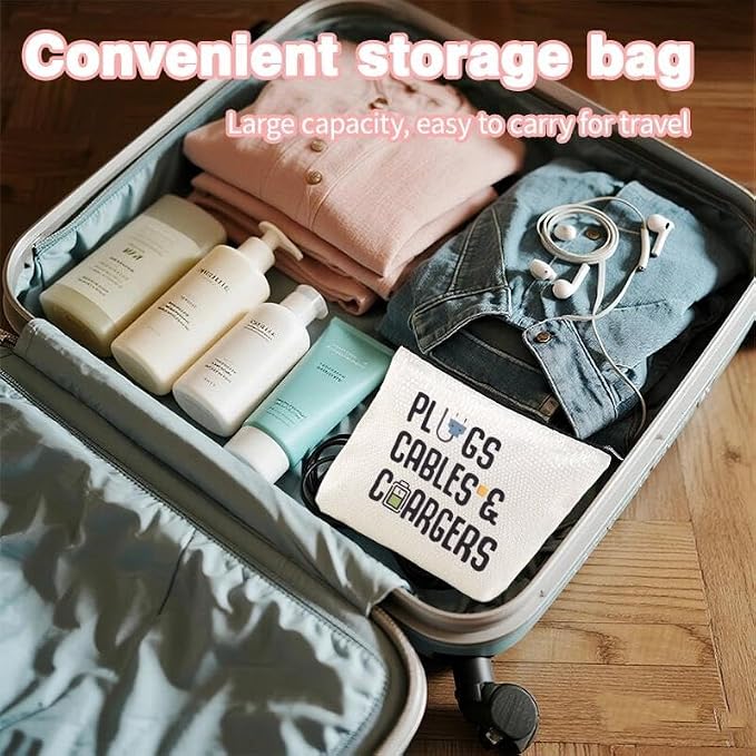 Travel Charger Organizer Bag for Cords and Cables Plug Charging Bag Earphone Storage Pouch Small Electronic Makeup Bags Wire Charge Holder Pouch with Zipper Usb Pouches for Travel Gifts for Men Women - Image 3