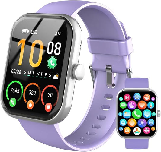 Smart Watch for Men Women (Answer/Make Call), 1.96"HD Smartwatch with Heart Rate/Sleep Monitor/Pedometer, 113+ Sports Modes, New Fitness Watch IP68 Waterproof, Activity Tracker for Android iOS-Purple by Jugeman