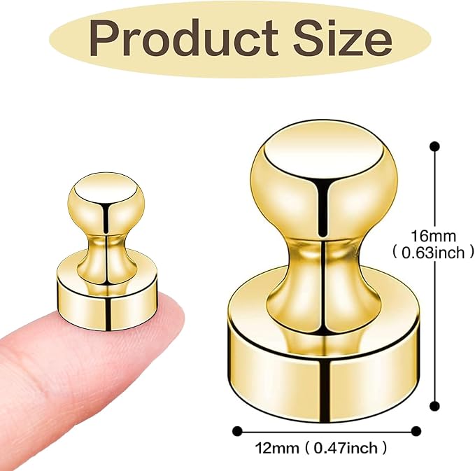 LOVIMAG Fridge Magnets 20Pcs, Magnet for Refrigerator Whiteboard, Gold | Small Strong Neodymium Metal Cute Push Pin for Classroom, Kitchen, Accessories Decorative, Office, Calendar - Image 3