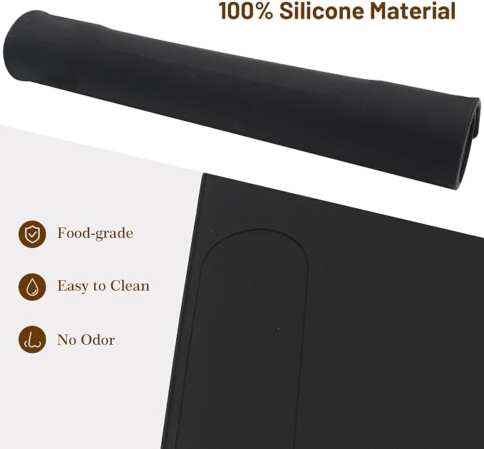 Silicone Mat Under Coffee Machine With Lip Automatic Machines Accessory, Black Multifunctional Rubber Base Mat, 18.9” x 13.8” - Image 7