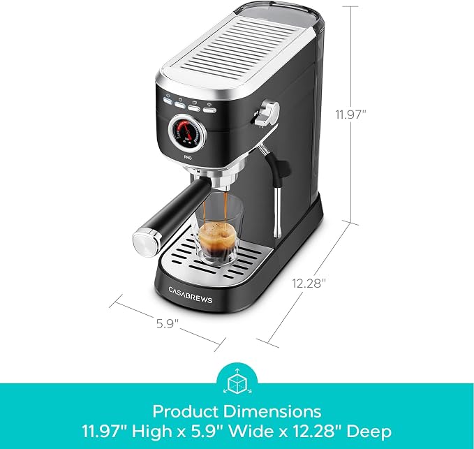 CASABREWS 5418 PRO Espresso Machine, Coffee Maker with Fast Heating System | Brew Ready in 5 seconds, Brews 2+ milk drinks in a row, 20-Bar Pump, Built-in Pressure Gauge, Pro Steam Wand for Lattes - Image 6