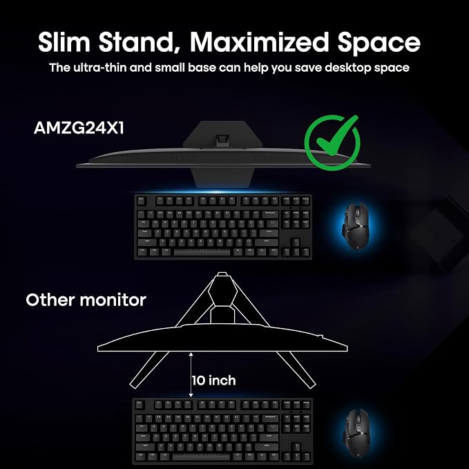 Amzfast 24 Inch Gaming Monitor 200Hz FHD 1080p Computer Monitor, 1ms Adaptive Sync, 3000:1, 129% sRGB, HDR Display, Eye Care, VESA 75x75, Metal Stand, HDMI 2.0 | DP 1.4, AMZG24X1 - Image 6