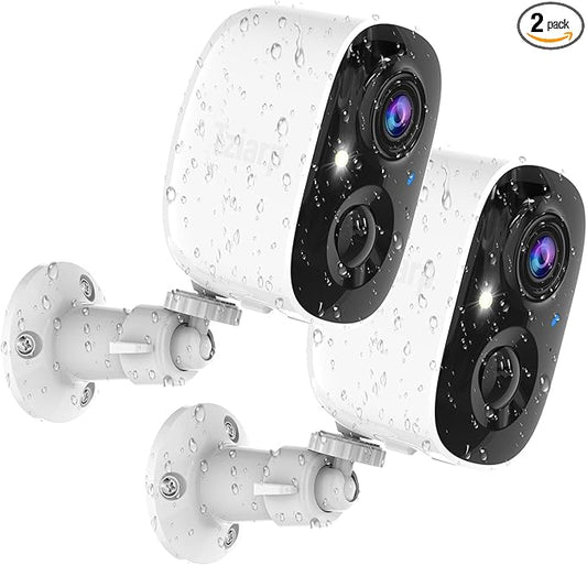 Security Cameras Wireless Outdoor,2K Indoor WiFi Wireless Cameras,Outside Battery Powered Camera for Home Security,AI Motion Detection,Color Night Vision,Spotlight,Siren Alarm,SD/Cloud Storage,2 Pack by Tziarp