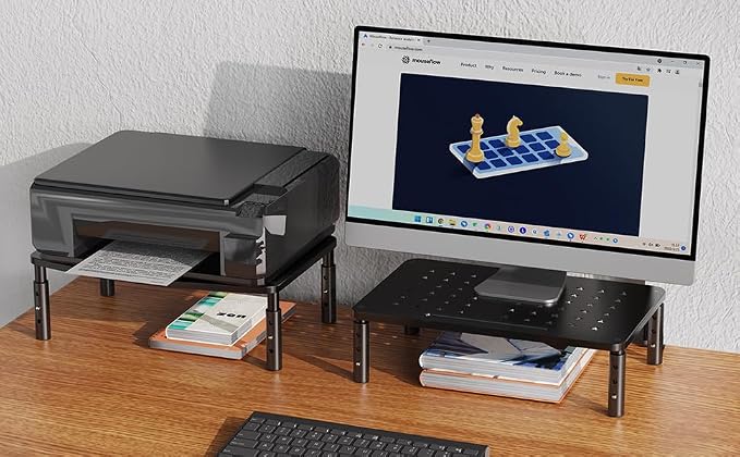 Zimilar 2 Pack Monitor Stand , 3 Height Adjustable Stand with Star Mesh | for Computer, Laptop, Printer, Notebook, iMac, Premium Metal Monitor Risers for 2 Monitors - Image 3