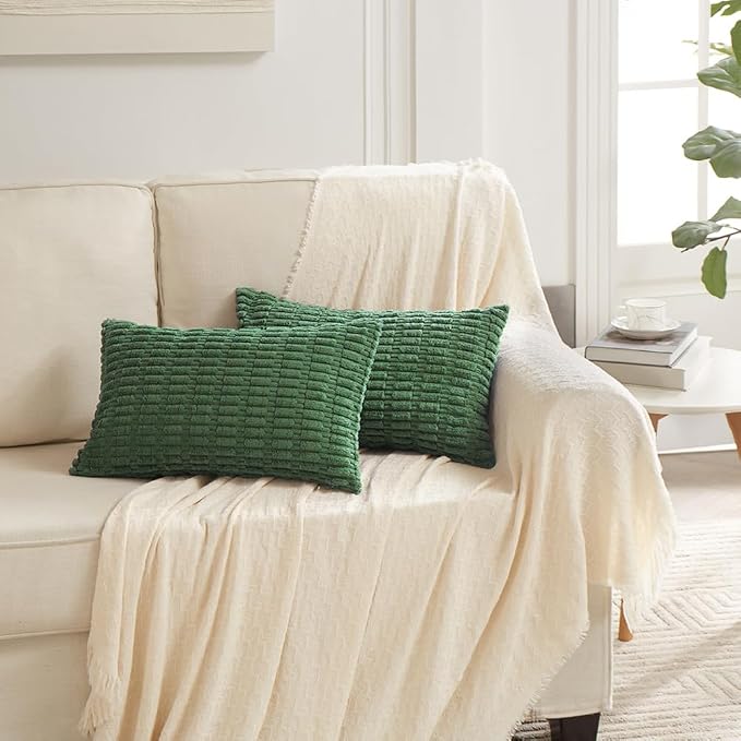 Fancy Homi 4 Packs Decorative Throw Pillow Covers for Living Room Couch Bed, Modern Farmhouse Boho Home Décor Accent Cushion Case, 24" x 16", Green Series - Image 6
