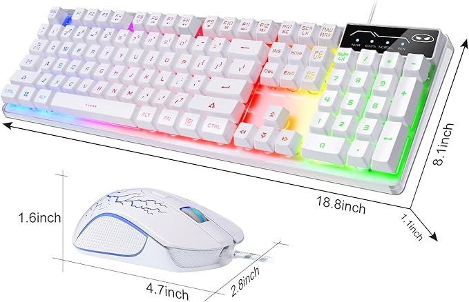 Gaming Keyboard and Mouse Combo, K1 RGB LED Backlit Keyboard with 104 Key for PC/Laptop(White) - Image 3
