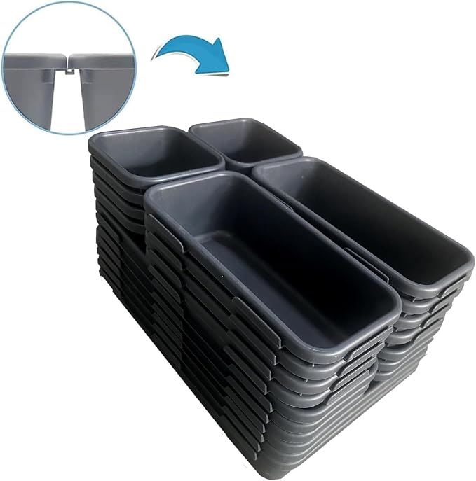 Kutesna 25PCS Interlocking Drawer Organizer, Plastic Desk Organizer Set | 4-Size Versatile Storage Bins,BPA-free, Non-slip, Fits Any Drawer for Cosmetics, Bathroom, Tools, Kitchen and Office - Image 7