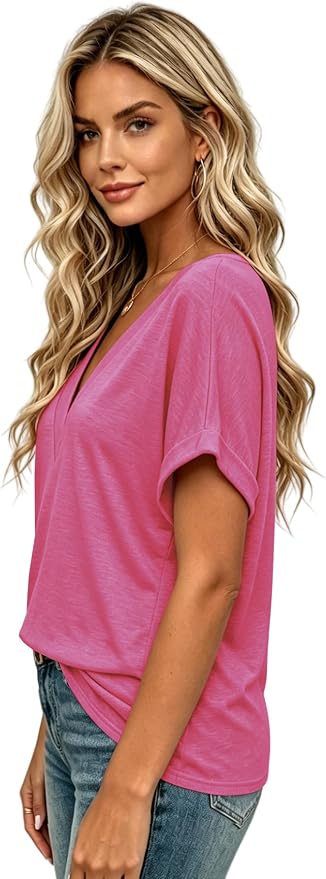 T Shirts Short Sleeve V Neck Tees Womens Tops Beach Vacation Fashion Clothes 2026 Casual Summer Spring Fall Outfits - Image 3