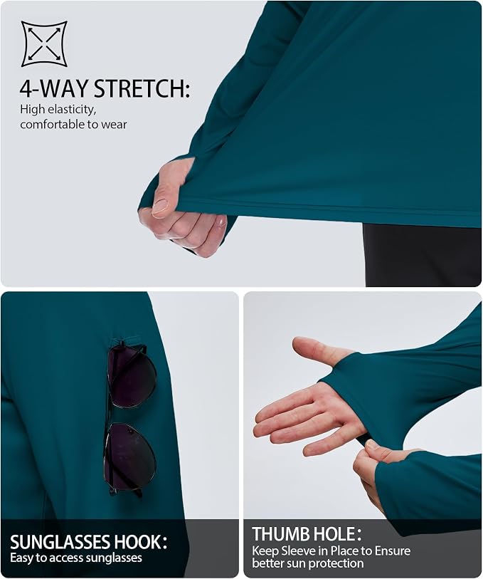 ZITY Men's Sun Protection Shirts Long Sleeve Rash Guard Hoodie UV UPF 50+ Fishing Running Athletic Sweatshirts - Image 3