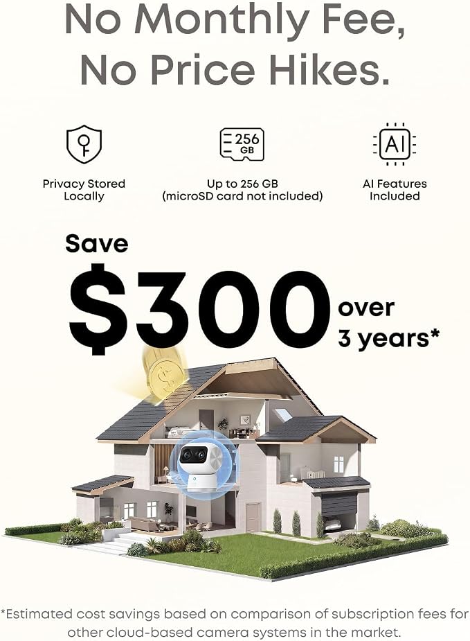eufy Security 4K Indoor Cam S350, No Subscription, Dual Cameras, 8× Zoom, 360° Coverage, Works as a Pet Camera, Nanny/Senior/Baby Monitor, AI Auto-Tracking, Human/Pet/Cry Detection, 2.4/5 GHz Wi-Fi - Image 7