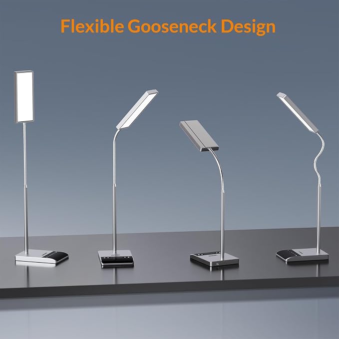 LEPOWER Desk Lamp, 800LM LED for Home Office, True Eye-Caring for Reading | 50 Lighting Modes, 2X Wider Panel, 360° Flexible Gooseneck, Touch Control, 12W Bright Table Lamp for Dorm, Bedroom, Study - Image 6