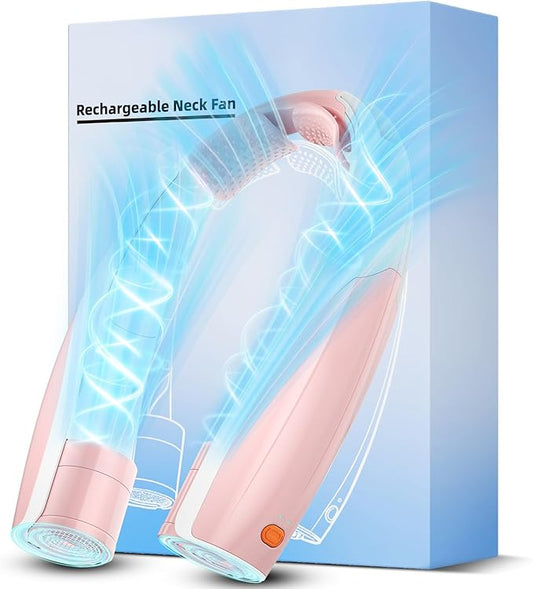 Portable Neck Fan, 6 Speeds Rechargeable Personal Fan with AI Chips, Hands-Free 360° Faster Cooling Wearable Fan, Ultra Quiet for Home, Office, Travel, Indoor, Outdoor - Pink by Unknown