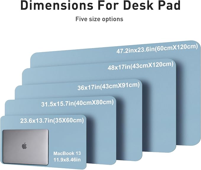 Aothia Faux Leather Desk Mat, Waterproof Desk Pad (Sky Blue, 36" x 17) | One large surface for your keyboard, laptop and mouse, reducing desktop clutter without a separate mouse pad - Image 5
