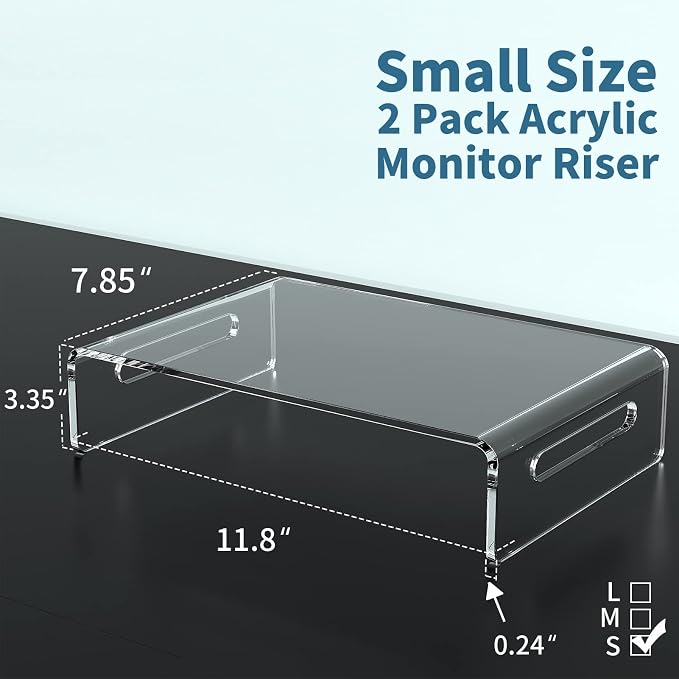 Zimilar 2 Pack Monitor Stand Riser, Acrylic Monitor Stand for Computer, Laptop, Printer, Notebook, Premium Clear Laptop Stand Acrylic Monitor Riser for Home Office, Monitor Stands for 2 Monitors | Laptop, Printer, Notebook, Premium Clear Laptop Stand A... - Image 6