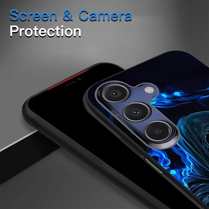 Designed for Galaxy A16 5G Phone Case,Slim Silicone Shockproof Protective Case for Galaxy A16 5G 6.7 inch,Skull with Blue Flame Art - Image 5