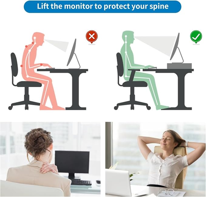 gianotter 2-Tier Metal Monitor Stand Riser, Desk Organizer for Monitor, Office Desk Storage Organizer for Office Supplies (Dark Green) - Image 4