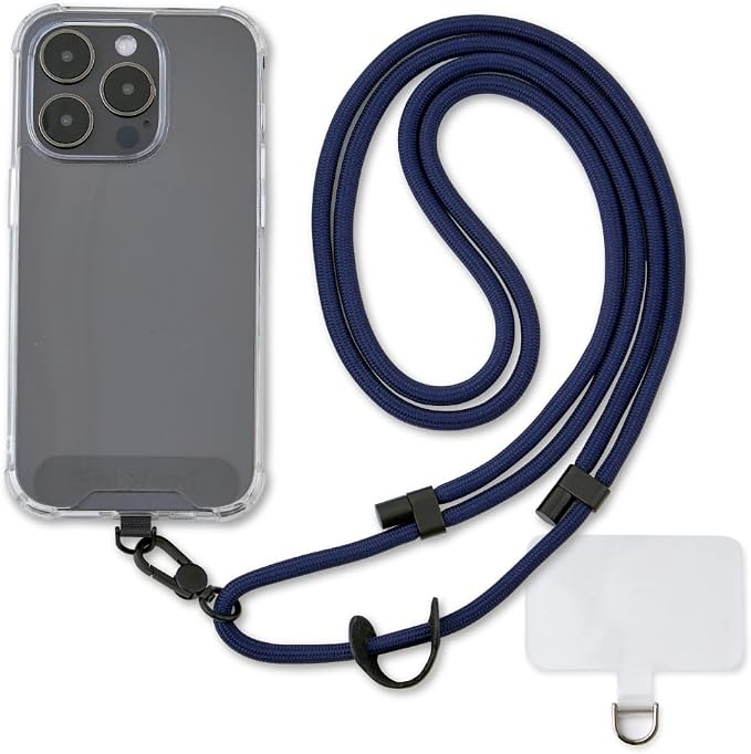 Universal Phone Lanyard, Anti-Theft Crossbody Strap for iPhone 16 Pro Max and Most Smartphones, Adjustable Cell Phone Neck Holder w/ 2 Non-Adhesive Tether Tabs for Men and Women, Navy/Black by Golifyne