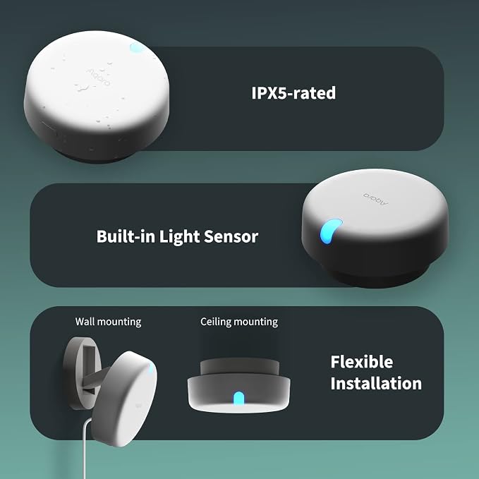 Aqara Presence Sensor FP2, mmWave Radar Wired Smart Motion Sensor, Zone Positioning, Multi-Person & Fall Detection, Supports HomeKit, Alexa, Google Home, and Home Assistant, 2.4 GHz Wi-Fi Required - Image 7