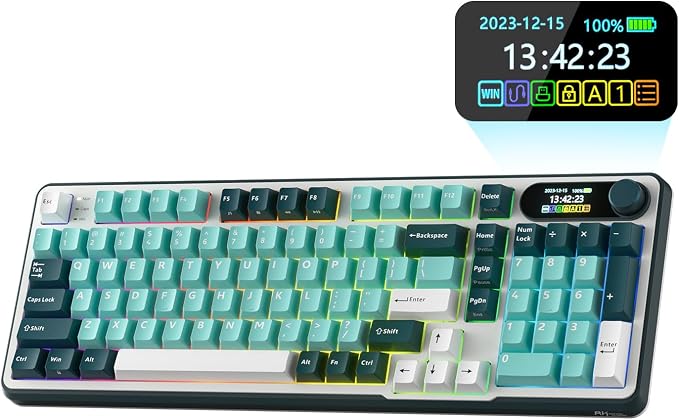 RK ROYAL KLUDGE S98 Wireless Mechanical Keyboard w/Smart Display & Knob | 96% RGB Wireless Gaming Keyboard BT/2.4G/USB-C, Hot Swappable Custom Keyboards, Creamy Sound Silent Computer Keyboard by RKROYALKLUDGE