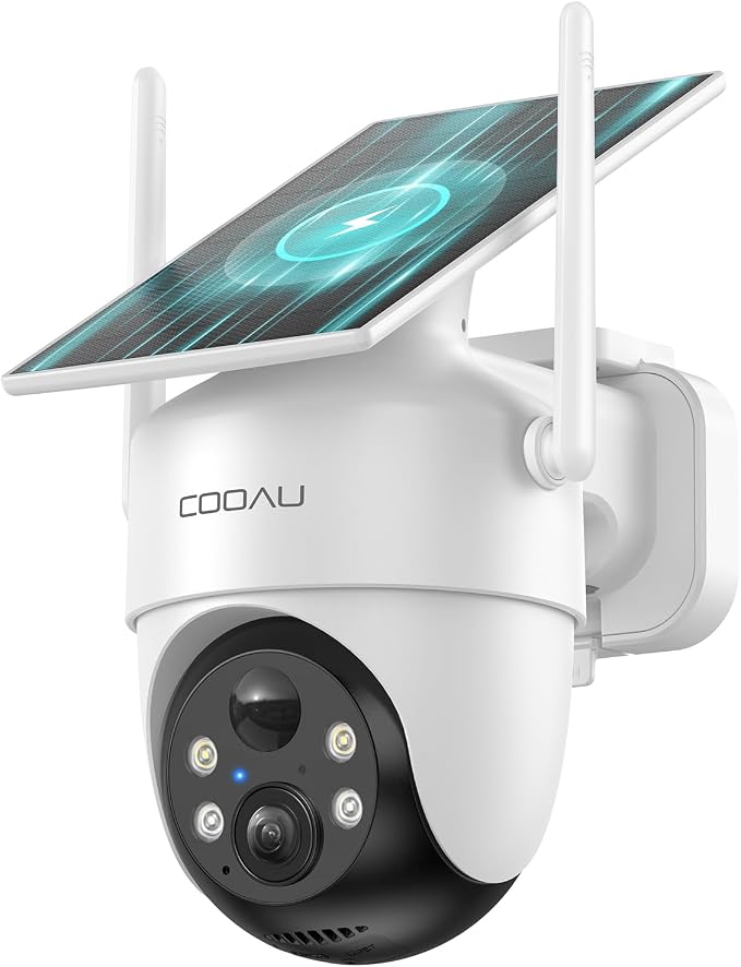 COOAU Solar Security Cameras Wireless Outdoor – Low-Light Rechargeable​​, Easy to Install, 2K 360° Cameras for Home Security, Surveillance Cam with AI Smart Detection, Color Night Vision,IP66, Alexa by COOAU