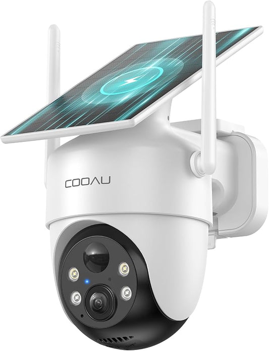 COOAU Solar Security Cameras Wireless Outdoor – Low-Light Rechargeable​​, Easy to Install, 2K 360° Cameras for Home Security, Surveillance Cam with AI Smart Detection, Color Night Vision,IP66, Alexa by COOAU