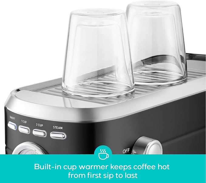 CASABREWS CM5418 Espresso Machine, Espresso Coffee Maker with Steam Wand | Stainless Steel, 20-Bar Pump, Built-in Pressure Gauge, Powerful Steam Wand for Cappuccino Latte for Home, 34oz Water Tank - Image 4