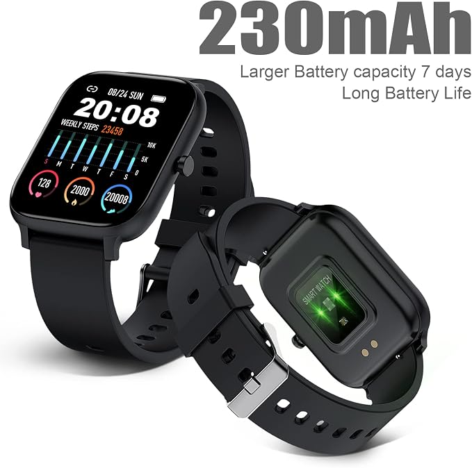 Smart Watch for Men Women Compatible with iPhone Samsung Android Phone 1.69 inch Full Touch Screen IP68 Waterproof Bluetooh Fitness Tracker Heart Rate/Sleep Monitor (Black) - Image 7