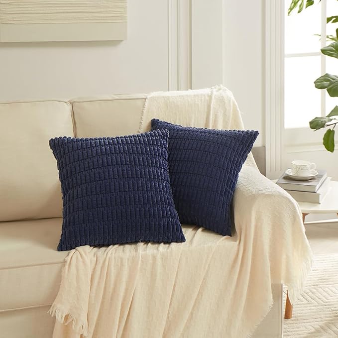 Fancy Homi 4 Packs Decorative Throw Pillow Covers for Living Room Couch Bed, Modern Farmhouse Boho Home Décor Accent Cushion Case, 14" x 14", Navy Blue - Image 6