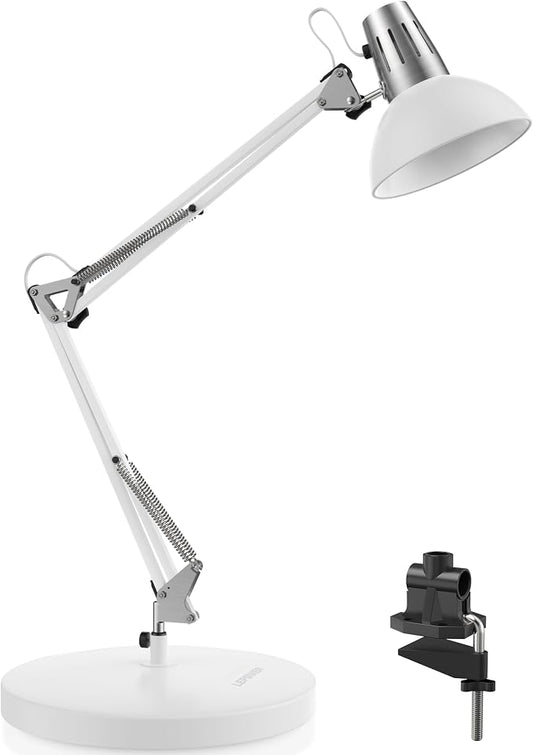 LEPOWER Metal Adjustable Desk Lamp with Clamp, Swing Arm for Home Office | Gooseneck, Architect Style, Eye-Caring Table Lamp, On/Off Switch, E26 Base, Reading for Dorm, Bedroom, Study, Back to School by LEPOWER