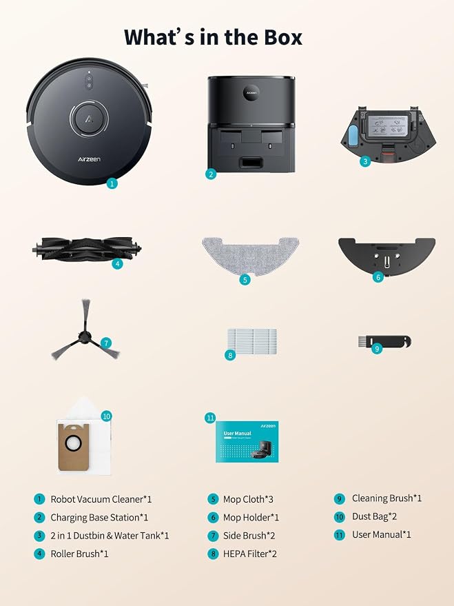 Robot Vacuum and Mop, Self-Emptying Robot Vacuum Cleaner with 8000Pa Suction, Laser Navigator with Smart Mapping Robotic Vacuums, 150Mins Runtime,Schedule,App Alexa Control for Carpet/Pet Hair,Q10 pro - Image 7