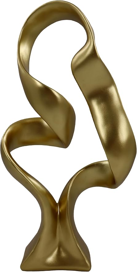 15" Modern Abstract Ribbon Decorative Sculpture, Knot Sculptures,Home Decor,Coffee Table Statues,Dining Living Room Desk Decor,Golden by LAIKEARTS