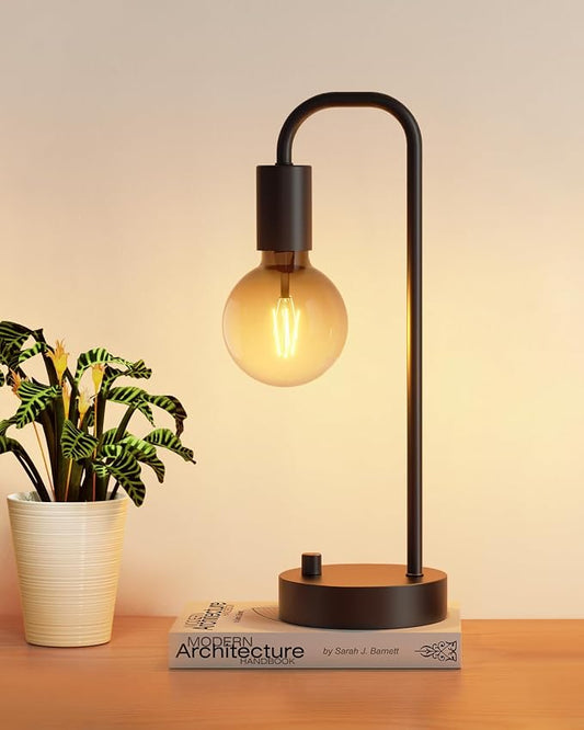 ONEWISH Industrial Table Lamp for Bedroom, Fully Dimmable Modern Bedside Lamps with 2700K Warm Light Bulb for Kids Reading, Minimalist Nightstand Lamps for Living Room, Office (Bulb Included) by onewish