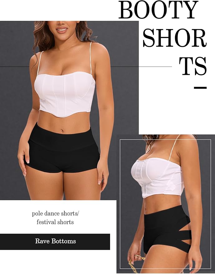 Cut Out Yoga Shorts Booty Butt Lifting Scrunch Shorts High Waisted Workout Gym Active Hot Pants - Image 4