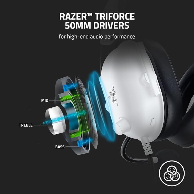 Razer BlackShark V2 X Gaming Headset: 7.1 Surround Sound - 50mm Drivers - Memory Foam Cushion - for PC,Mac,PS4,PS5,Switch - 3.5mm Audio Jack - White,(Pack of 8) - Image 2