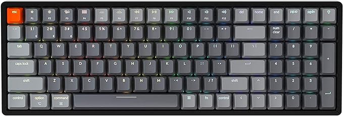 Keychron K4 Bluetooth Wireless Mechanical Keyboard RGB LED Backlit, Hot-swappable Compact 100 Keys USB Wired Computer Gaming Keyboard Aluminum Frame for Mac Windows, Gateron Red Switch by Keychron