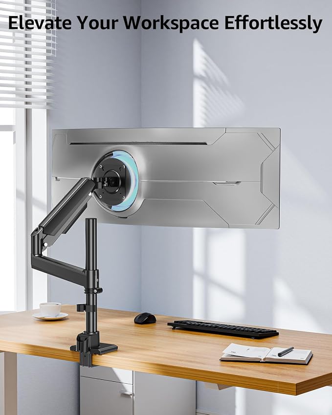 MOUNTUP Heavy Duty Monitor Arm Fits 49 45 42 40 39 34 32 Inch Screens, Ultrawide Monitor Arm Holds 4.4-44 lbs, Monitors Stand for Samsung Odyssey G9 and More, Height Adjustable Mount, VESA Mount - Image 8