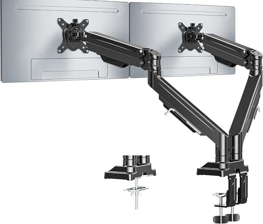 MOUNT PRO Dual Monitor Stand for Two Screens up to 43 Inch, Heavy Duty Ultrawide Double Monitor Arm Holds up to 33lbs Each, Premium Adjustable Computer Monitor Mount for 2 Monitors, VESA Desk Mount by MOUNTPRO