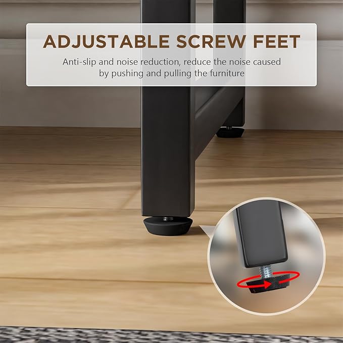 PayLessHere | 47 Inch Computer Desk | Black | Sturdy Office Desk | Metal Frame, Adjustable Feet | Water-Resistant, Scratchproof Surface | Writing Table for Home Office or Study | Pack of 1 - Image 5