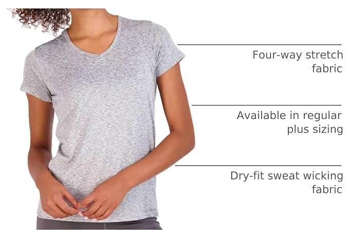 5 Pack Women's Dry Fit V Neck Workout Tops T Shirts Athletic Gym Yoga Tees | Available In Plus Size, Cooling Moisture-Wicking, Short Sleeve, Quick-Dry, Fitness, Stretch, Exercise, Running, Hiking - Image 4