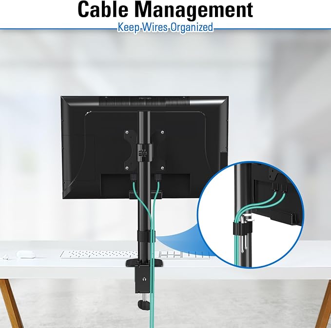MOUNTUP Single Monitor Mount, Adjustable Monitor Stand for Max 32 Inch Flat Curved Computer Screen, Monitors Arm Desk Mount Fit VESA 75x75& 100x100, up to 17.6lbs, with C-Clamp and Grommet Base, Black - Image 7