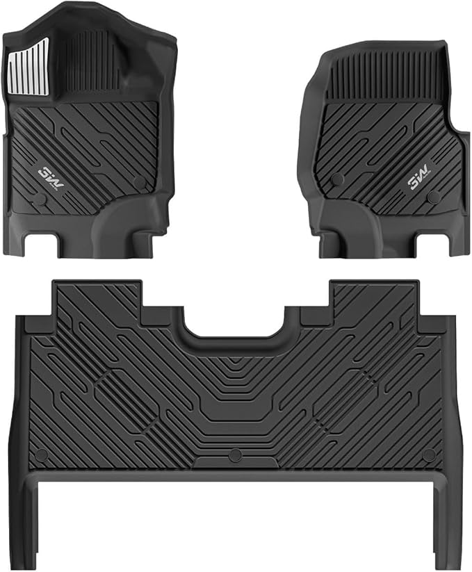 3W Floor Mats (with Metal Pedals) Fit for Ford F-150 2015-2026 & F150 Lightning 2022-2025 SuperCrew, TPE All Weather Car Mats Custom Fit Accessories (w/s Original fold Under-Seat Storage Box) by 3W