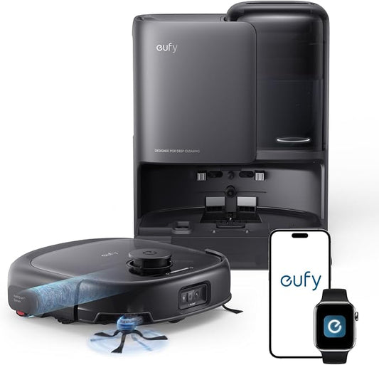 eufy E25 Robot Vacuum and Mop Combo, 20,000 Pa, HydroJet Roller Mop | Extendable Side Brush, Zero-Tangle Design, All-in-One Station, AI Obstacle Avoidance, Edge-to-Corner Cleaning by Unknown