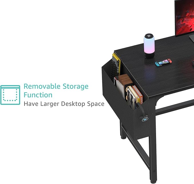 Lufeiya Computer Desk with File Drawers Cabinet, 47 Inch Reversible Home Office Desks with Filing Cabinet for Small Space, Gaming Study Writing Table PC Desks, Black - Image 7