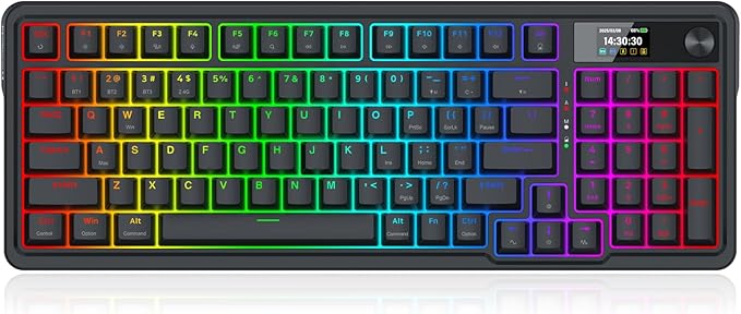 Redragon K719 PRO Wireless 95-Key Gasket Gaming Keyboard, TFT Screen & Knob | Easy-Control LED Info Display, 0-Delay Tri-Mode, Cushioned 5-Layer Noise Dampening for Creamy Thocky Sound, Practical 95 keys - Image 3