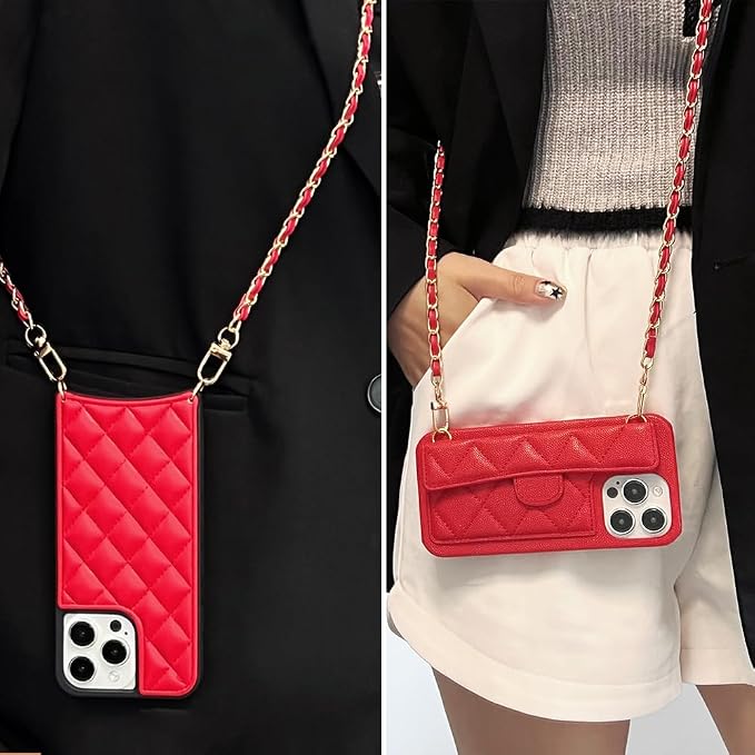 Phone Crossbody Chain Cell Phone Lanyard,Universal Leather+Metal Shouder Strap with Phone Tether Patches (M) - Image 4