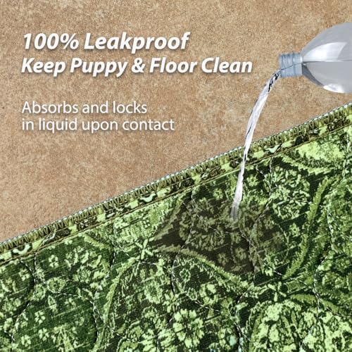 nunubaby 2PACK Washable Pee Pads for Dogs, Stylish, Non-Slip and Leak-Proof Pee Pads. Reusable Potty Pads for Dogs for Crates and Floors.(Green/Multi,72" x72" ) - Image 3